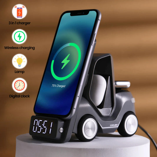 Bigsmall Charge Cruiser- 3 in 1 Wireless Charger with Clock